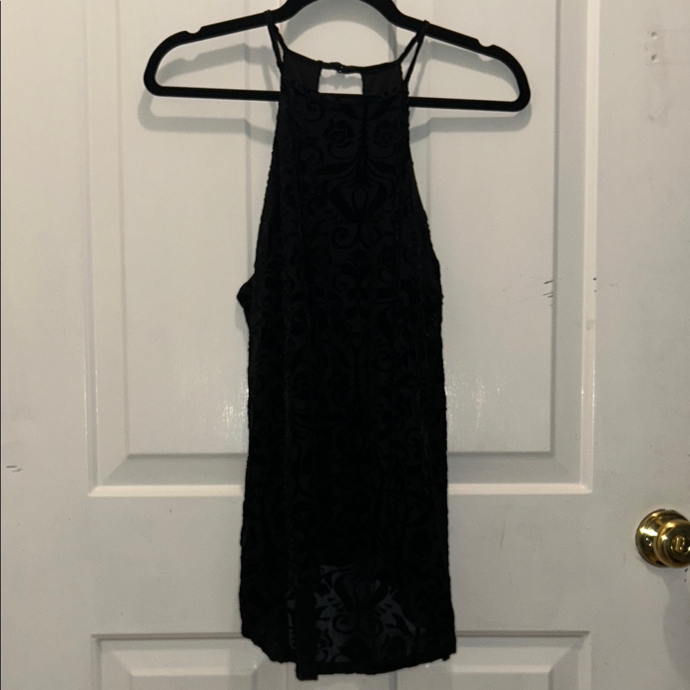 Francesca's Black Floral Halter Top - Picture 3 of 5